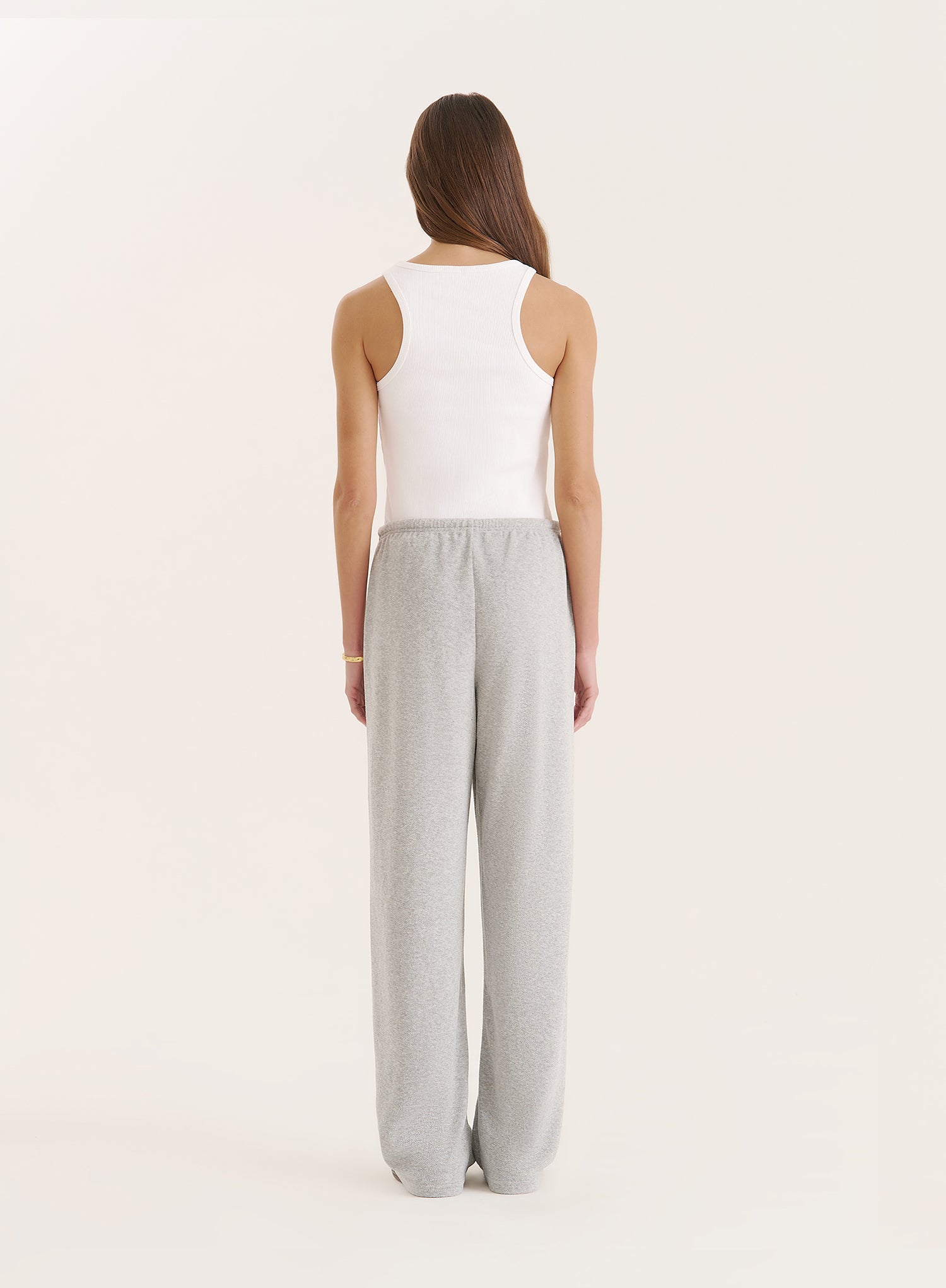 Grey Towelling Straight Leg Trouser